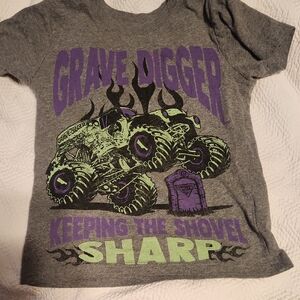 Grave Digger Kids Monster Truck Tee - Gray and Purple